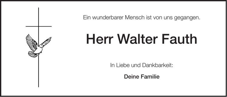 Traueranzeige Walter Fauth