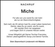 Traueranzeige Miche Heiss