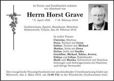 Traueranzeige Horst Grave