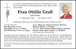 Traueranzeige Ottilie Groß