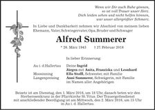 Traueranzeige Alfred Summerer