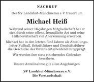 Traueranzeige Michael Heiß