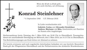 Traueranzeige Konrad Steinlehner