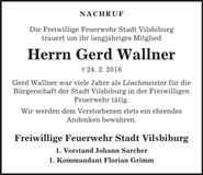Traueranzeige Gerd Wallner