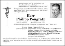 Traueranzeige Philipp Pongratz