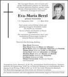 Traueranzeige Eva-Maria Berzl