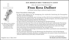 Traueranzeige Rosa Daffner