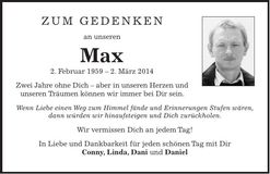 Traueranzeige Max Fuchs