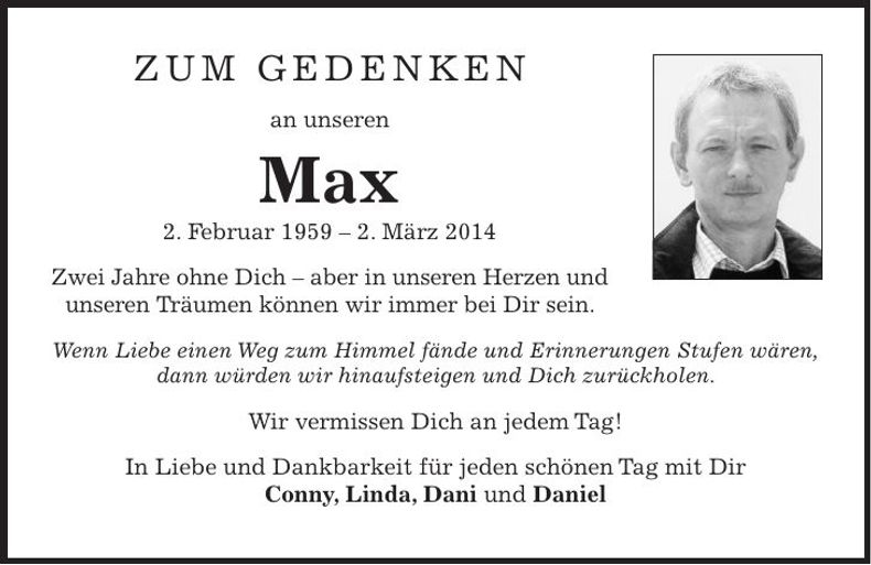 Traueranzeige Max Fuchs