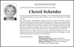 Traueranzeige Christl Schröder