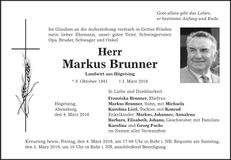 Traueranzeige Markus Brunner