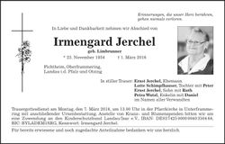 Traueranzeige Irmengard Jerchel