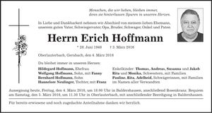 Traueranzeige Erich Hoffmann