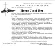 Traueranzeige Josef Ber