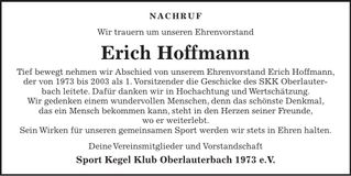Traueranzeige Erich Hoffmann