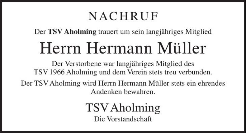 Traueranzeige Hermann Müller