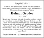 Traueranzeige Helmut Geuder