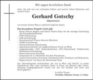 Traueranzeige Gerhard Gotschy