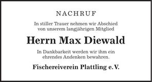 Traueranzeige Max Diewald
