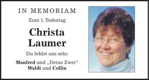Traueranzeige Christa Laumer