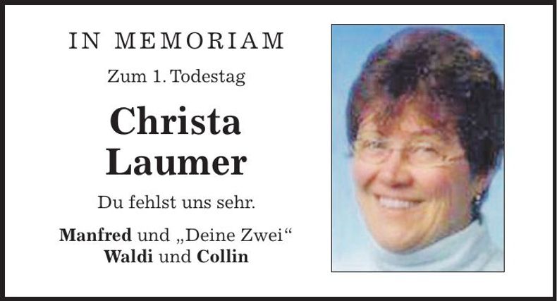 Traueranzeige Christa Laumer