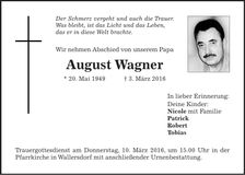 Traueranzeige August Wagner