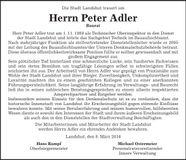 Traueranzeige Peter Adler