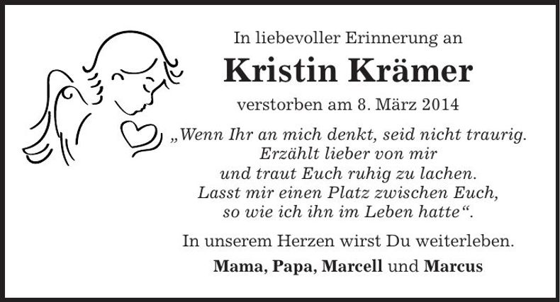 Traueranzeige Kristin Krämer
