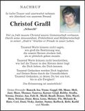 Traueranzeige Christof Graßl