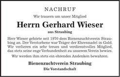 Traueranzeige Gerhard Wieser