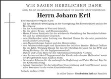Traueranzeige Johann Ertl