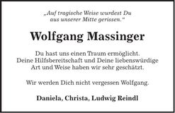 Traueranzeige Wolfgang Massinger