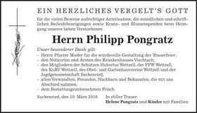Traueranzeige Philipp Pongratz