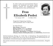 Traueranzeige Elisabeth Probst