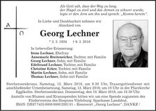 Traueranzeige Georg Lechner