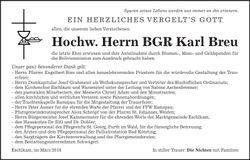 Traueranzeige Karl H. H. BGR Breu