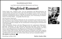 Traueranzeige Siegfried Rammel