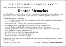Traueranzeige Konrad Menacher