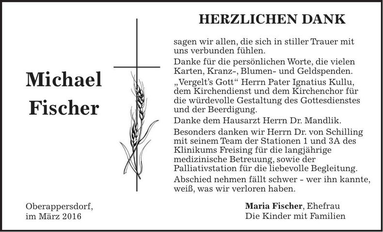 Traueranzeige Michael Fischer