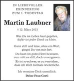 Traueranzeige Martin Laubner
