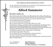Traueranzeige Alfred Summerer