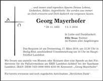 Traueranzeige Georg Mayerhofer