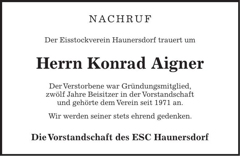 Traueranzeige Konrad Aigner