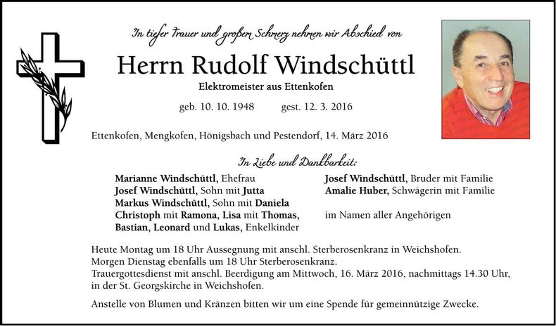 Traueranzeige Rudolf Windschüttl