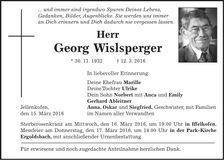 Traueranzeige Georg Wislsperger