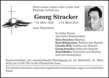 Traueranzeige Georg Stracker