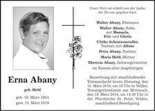 Traueranzeige Erna Albany