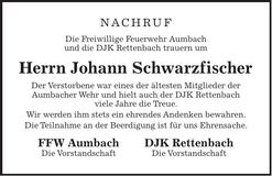 Traueranzeige Johann Schwarzfischer