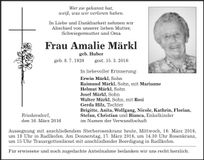 Traueranzeige Amalie Märkl