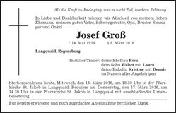 Traueranzeige Josef Groß